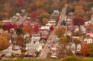 aerial view of a small rural community