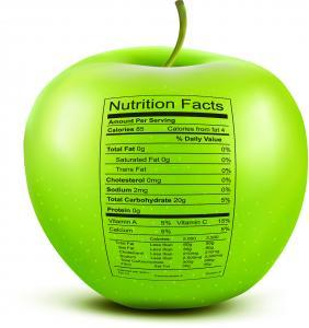 apple with nutrition facts label